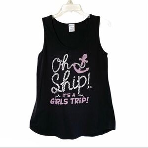 Oh Ship is a Girls Trip Black Graphic Tank top Size M nautical boating anchor